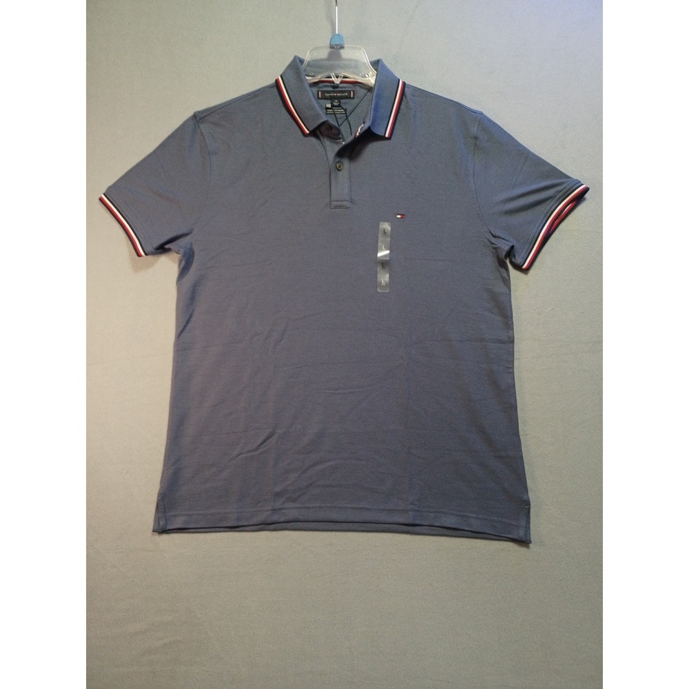 Tommy Hilfiger Mens Regular Fit Wicking Polo Shirt Blue Grey‎ 78J2653 426 L